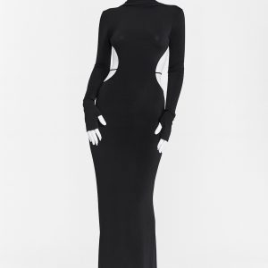 Maxi-Dress-Exoplato-Black-FrontView