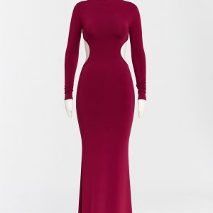 Maxi-Dress-Exoplato-Bordeaux-FrontView
