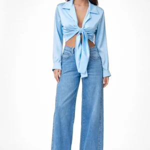 Crop_Top_Satin_Blue_Front_FullView