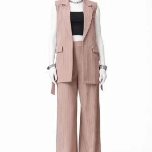 Set_Vest_Pants_Stripe_DarkPink_Mannequin_Front