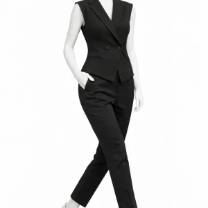 Set-Black-Sleevless-Vest-Crossbutton-Office-Pants-Doll