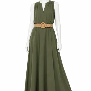 Dress-RayonV-Olive-FrontView